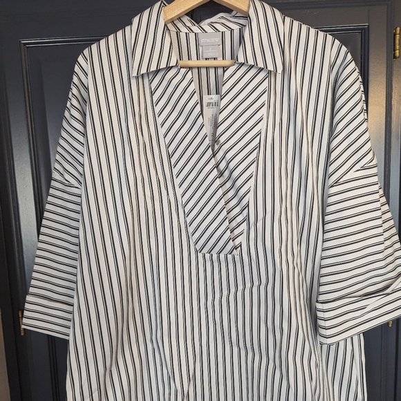 NWT Chicos Double Stripe Poplin Dolman Top Size 2  = Size 12/14 Large - Picture 5 of 5